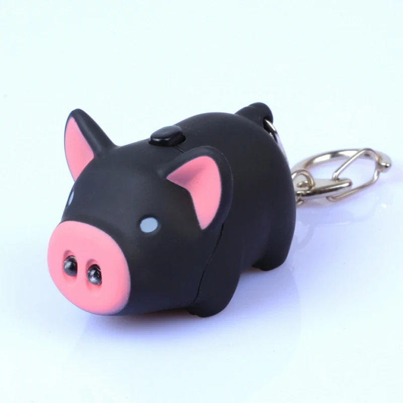 Nuevo inrrabc Hot 3 colores lindo divertido cerdo Led Llaveros linterna sonido creativo niños juguetes luz Llaveros joyería Llaveros