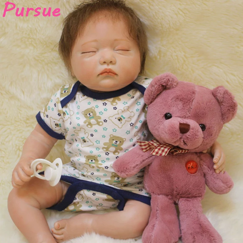 Pursue 50 cm Sleep Newborn Vinyl Baby Doll Reborn Silicone Baby Girls for Sale Girl Doll bebe reborn menina de silicone realista