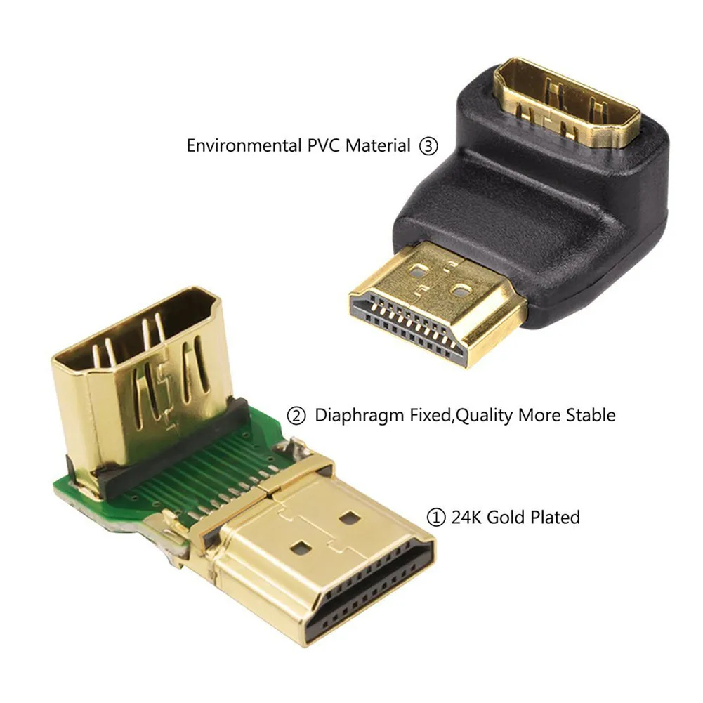 HDMI разъем Мужской к HDMI Женский адаптер 4K конвертер удлинитель 270 90 градусов под прямым углом для HDTV PC HDMI адаптер