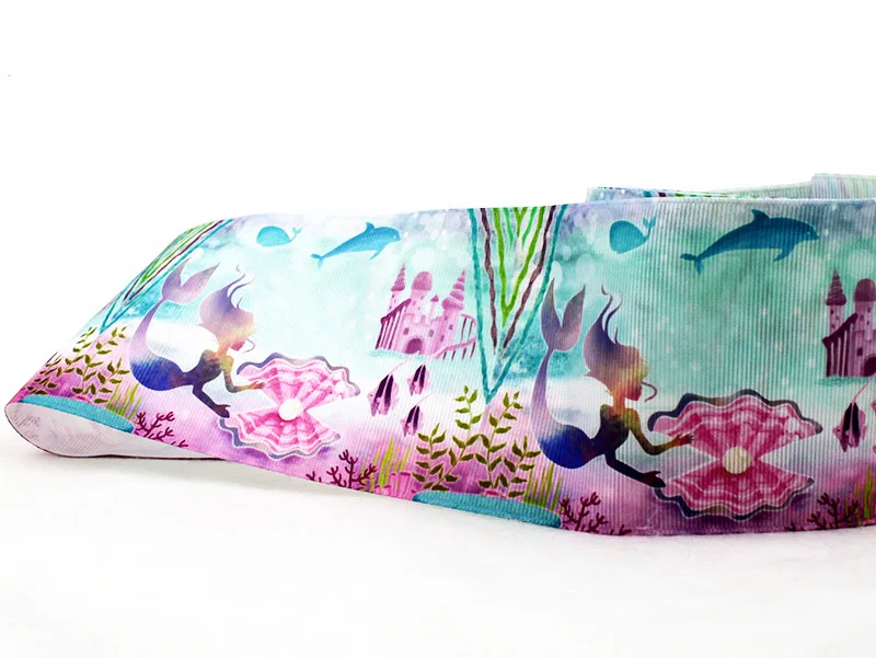 IuBuFiGo 10 ярдов 1-1/2 &quotРусалочка Принцесса Печать Grosgrain лента 38 мм мультфильм подарок