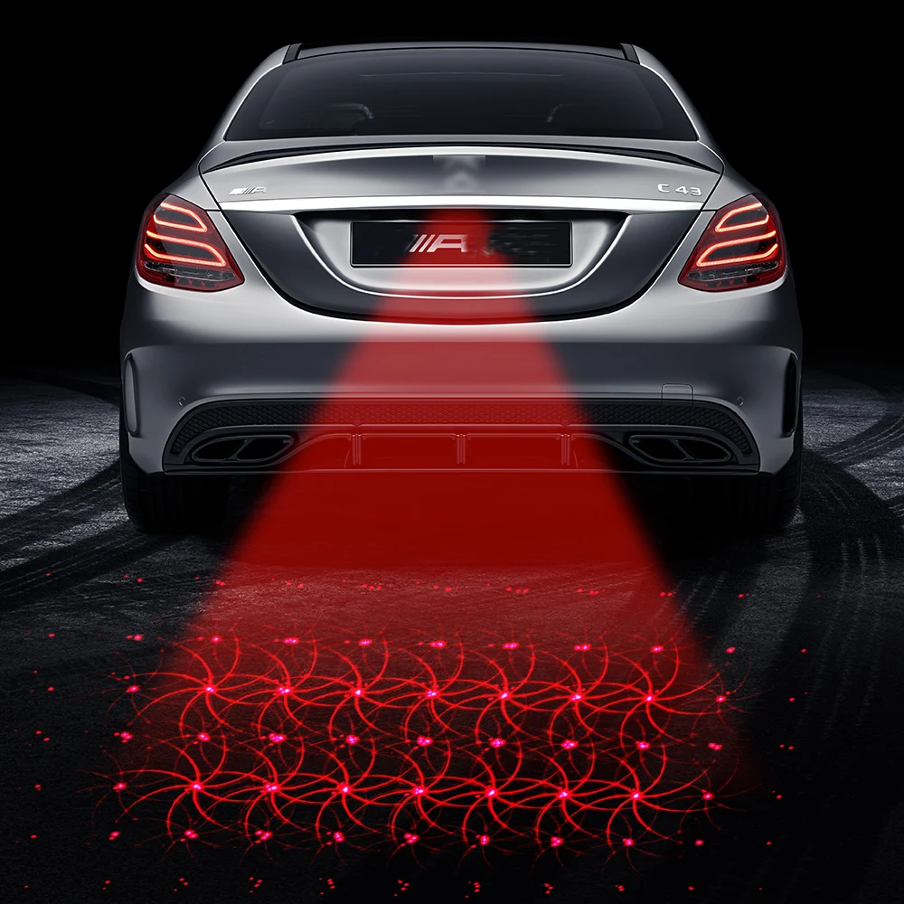 

Universal LED Car Motorcycle Laser Fog Light Anti Collision Tail Lamp Auto Moto Braking Parking Signal Warning Lamps Car styling