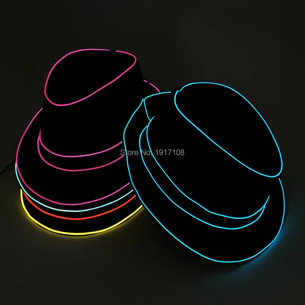 Best Offers 10 pcs Glowing Gentleman Caps Cosplay Halloween Christmas Hats For Dj Bar Wedding Supplies Party Hats with 1.5V Steady On Driver