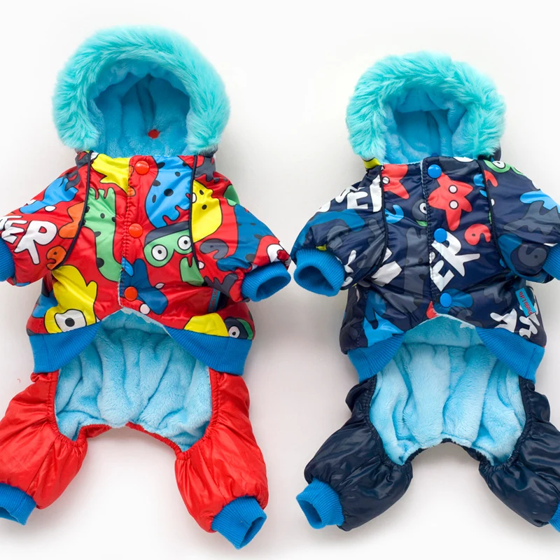 

Warm Pet Dog Clothes Winter Jumpsuit Hooded Jacket Coat Outfits Cute Dog Costume Poodle Pug French Bulldog Clothes Apparel