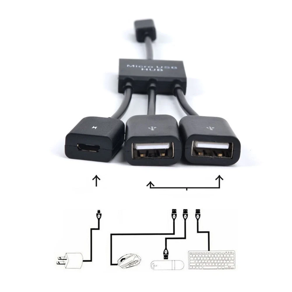 3 в 1 Micro USB зарядка OTG концентратор кабеля адаптер конвертер удлинитель для Samsung Sony