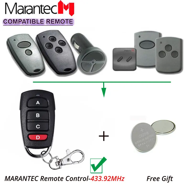 

Marantec Digital 212 214 433Mhz Garage Door replacement Remote Control Marantec transmitter clone key fob