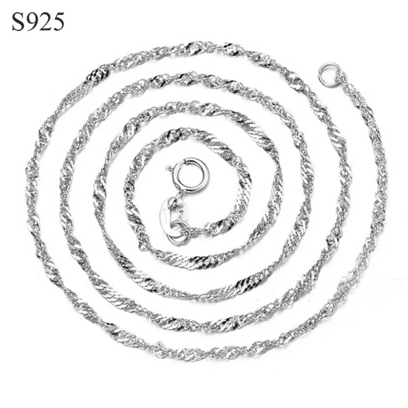 

60cm Long Genuine 100% Real Pure Solid 925 Sterling Silver Necklace for Women Sweater Basic Chains Female Necklaces Fine Jewelry
