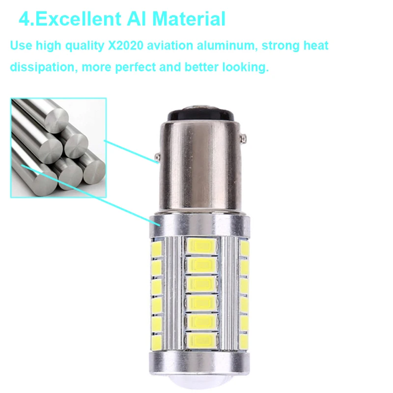 2x S25 P215W 1157 BAY15D BAZ15D 5630 33 SMD 5730 LED Car Brake Lights Tail Lamps Auto Led Bulb Light Red Yellow White DC12V (3)