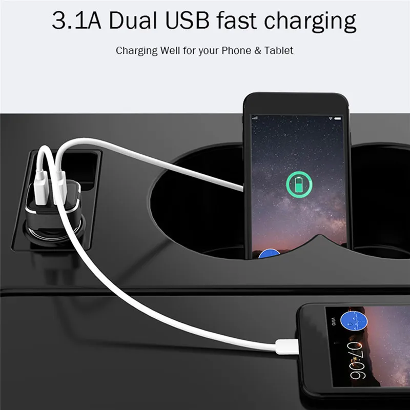 المزدوج USB تهمة شاحن سيارة متعددة الوظائف شاشة ديجيتال مع مفتاح رئيسي الهاتف المحمول شاحن آيفون سامسونج Xiaomi