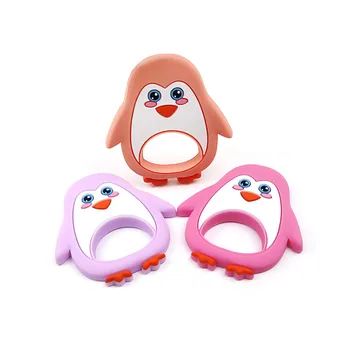 

Cartoon Penguin Teether Baby Silicone Teething Toy DIY Pacifier Chain Baby Teething Beads BPA Free Food Grade Silicone