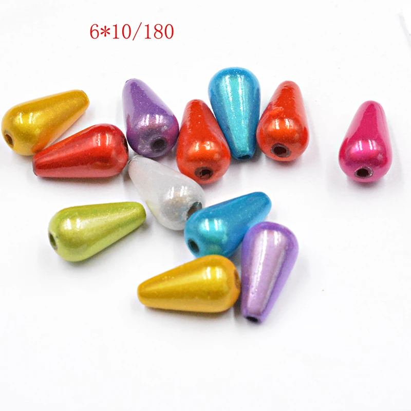 

FLTMRH 25pcs 6*10mm Mixed Dream Color Drop Shape Acrylic Spacer Beads Fashion Jewelry DIY Findings