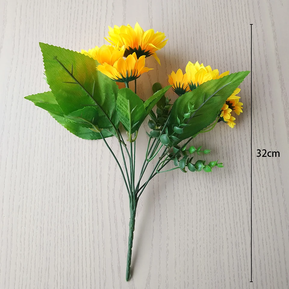 13 Heads Silk Artificial Sunflower Bouquet Fake Sunflower Bouquet Daisy Flower Table Home Room Wedding Decoration (2)