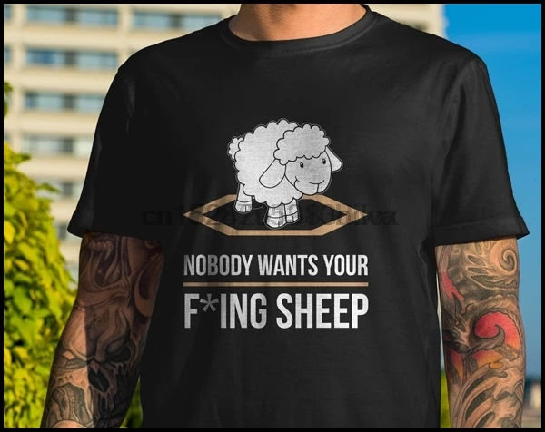 Футболка с надписью Nobody want Your Fing Sheep | Мужская одежда