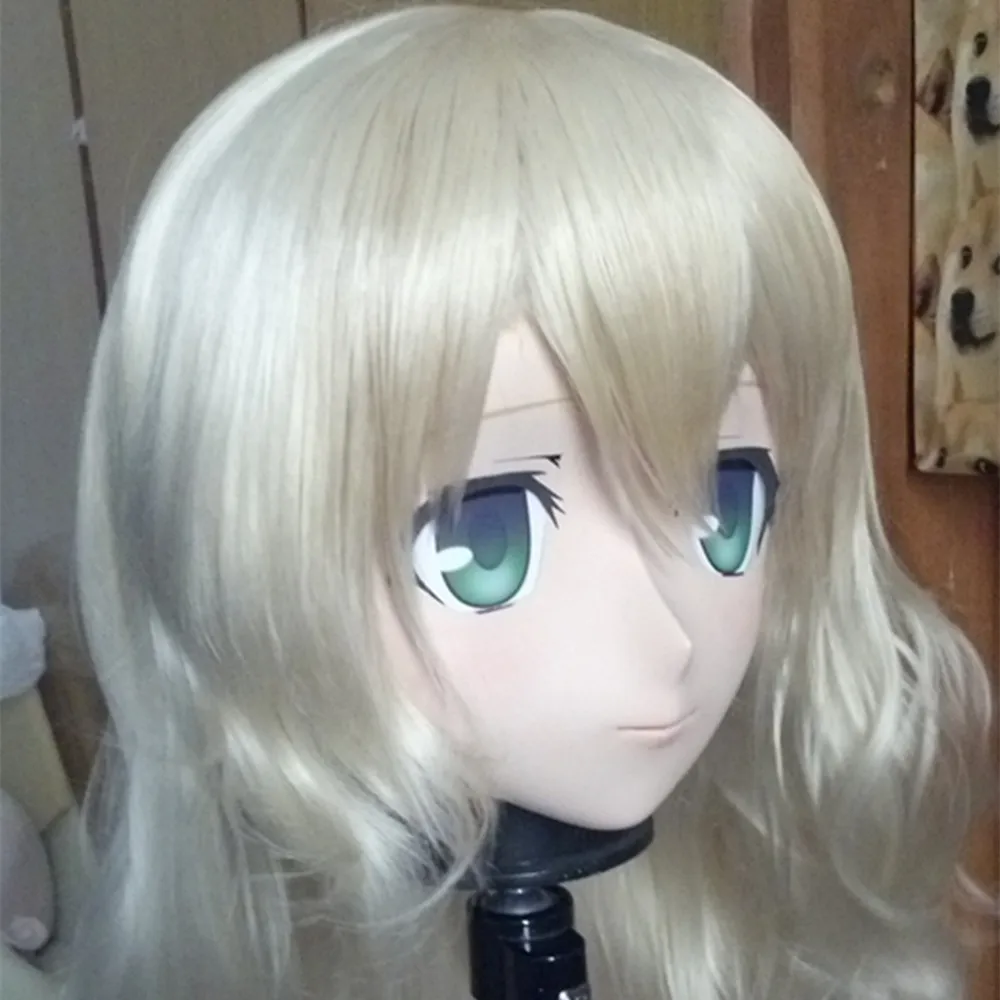 (C2-012) Handmade Female Letax Full Face kig Mask with WIG Cosplay Kigurum Crossdresser Japan Anime Masks Skin Cartoon Character