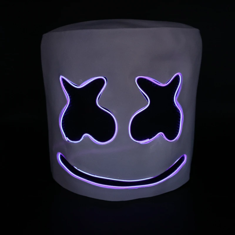 Маска диджея marshmello уход за кожей лица маски с подсветкой ди-джей marshmello шлемы для костюмированной вечеринки на Хэллоуин карнавальный опора для marshmello праздничные Вечерние - Цвет: F0001-Purple