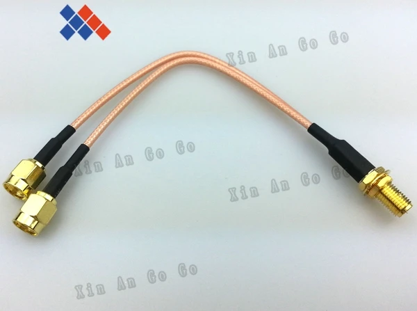 UHF Female BULKHEAD to Y type 2X SMA Male Splitter Combiner cable pigtail RG316