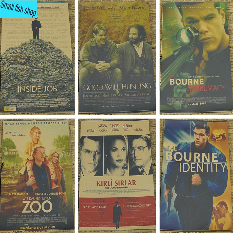 

The Bourne Identity Good Will Hunting Matt Damon Home Furnishing decoration Kraft Movie retro Poster Drawing core Wall stickers