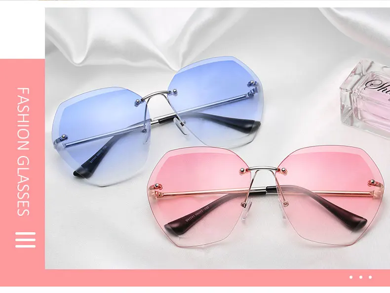 Женские солнцезащитные очки без оправы, большие размеры,, роскошные брендовые дизайнерские розовые женские солнцезащитные очки, летние очки, большие тени для женщин, UV400