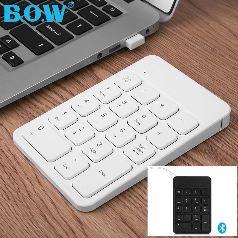 B O W HW157 Rechageable Bluetooth Беспроводная/2,4G Беспроводная 18 клавишная портативная цифровая клавиатура для ноутбука, настольного компьютера