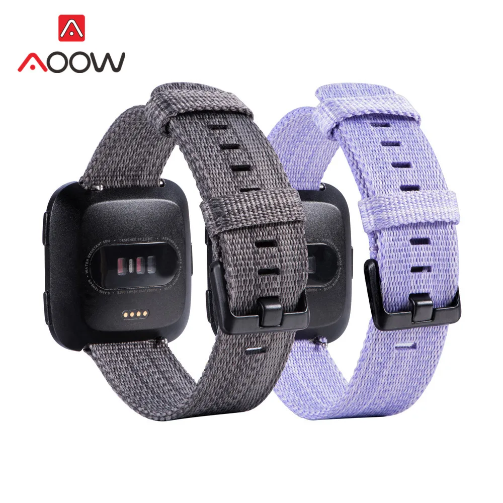

Nylon Watchband for Fitbit Versa + Black Buckle Quick Release Men Women Replacement Bracelet Strap Band for Fitbit Smart Watch