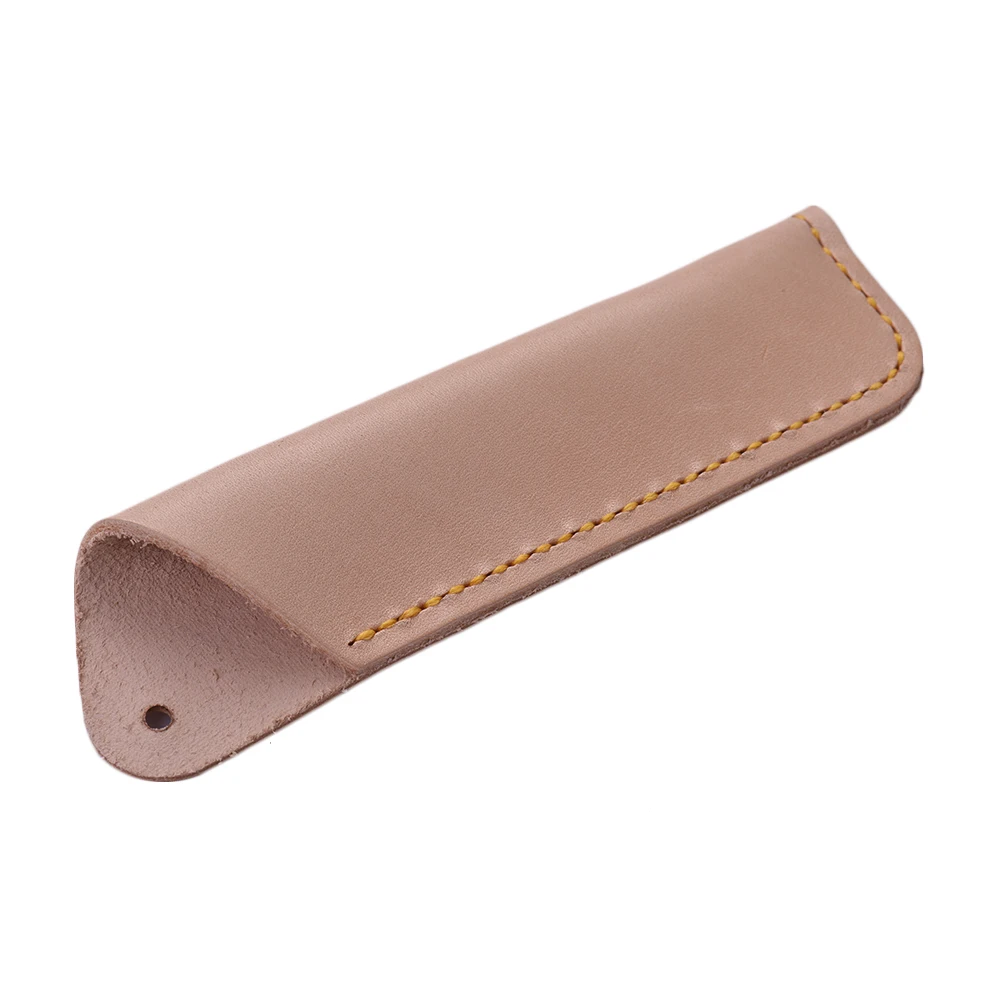 Handmade Retro Vintage Full Grain Leather Pencil Case Pouch Pen Holder Organizer Bag Stationery Gift for Kids Students Artists - Цвет: Beige
