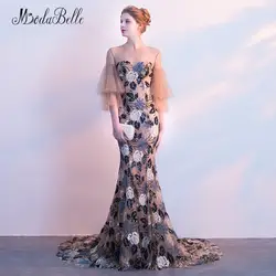 Modabelle Цветы Русалка Выпускные платья с рукавами 2018 Vestidos Longos formatura See Through цветочные элегантное вечернее платье