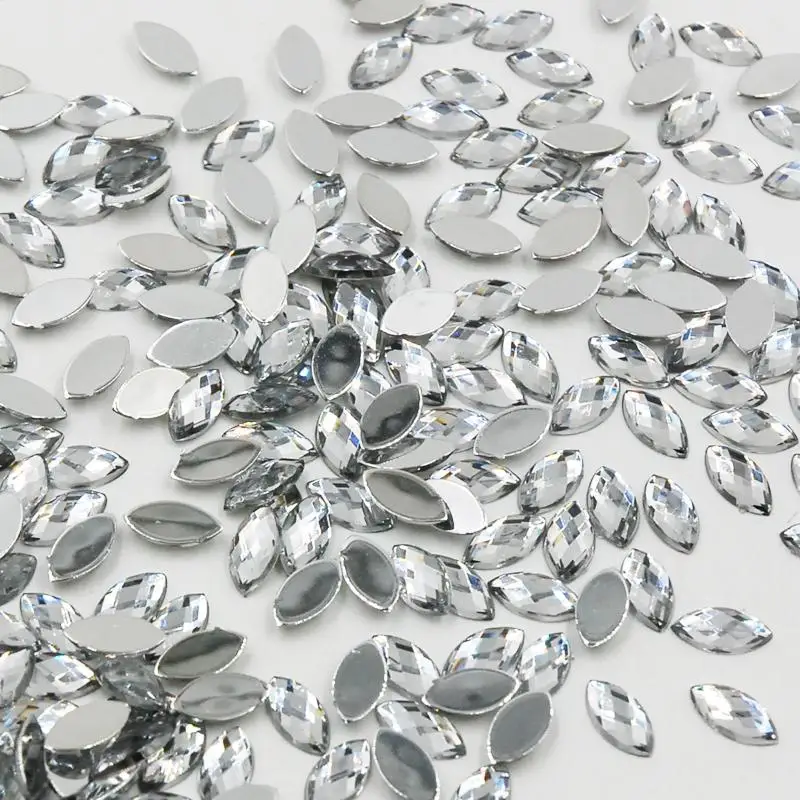 

Free Shipping 144pcs 5*10mm Clear/Crystal Marquise Earth Facets Flat Back Acrylic Rhinestone Craft Scrapbooking For DIY