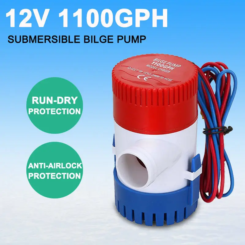 

12V1100GPH New Submersible Bilge Water Pump Marine Fishing Boat Caravan Camping