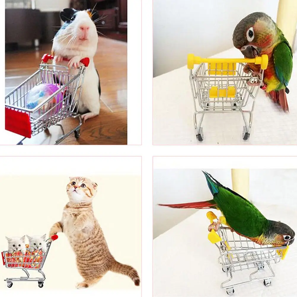 Красочная забавная мини-корзина для супермаркета, тележка для домашних животных, попугай, хомяк, игрушка, новая