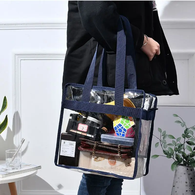 

Fashion Transparent Bags Large Capacity Ladies Tote Women Handbag Beach Shopper Makeup Organizer Shoulder Bag