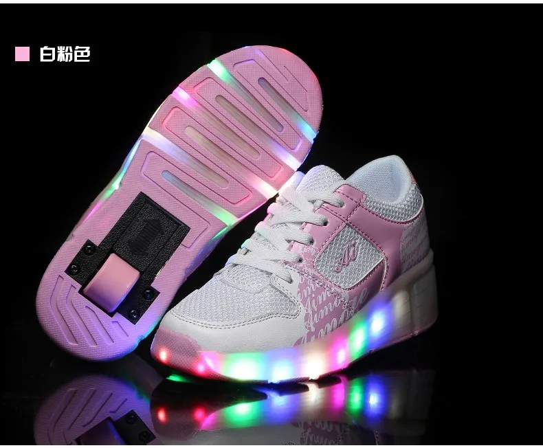 Eur27-37 Heelys Jazzy Junior Girls&boys LED Light Heelys Roller Skate Shoes for Children&kids Sneakers with Wheels Shoes