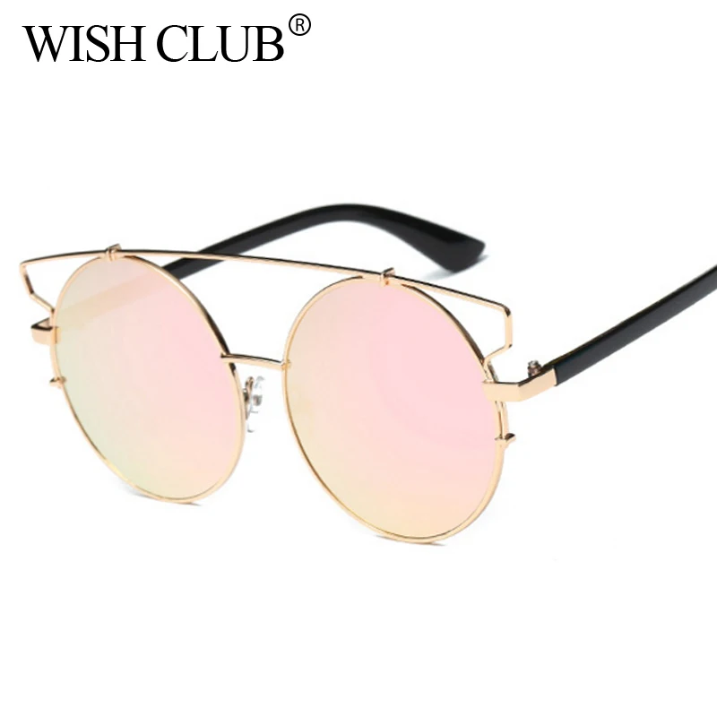 WISH CLUB Sunglasses Women Brand Designer Round Retro Vintage Sun