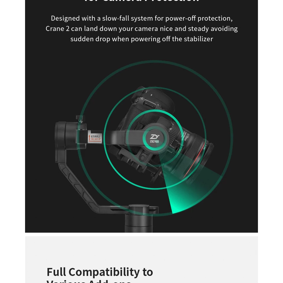 Zhiyun Crane 2 3-Axis Камера стабилизатор с сервоприводом для непрерывного изменения фокусировки камеры для всех моделей DSLR Камера Canon 5D2/5D3/5D4