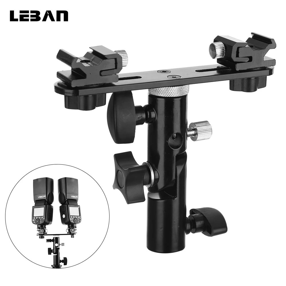 1/4" 3/8''Swivel Camera Double Flash Umbrella Bracket Tripod Double