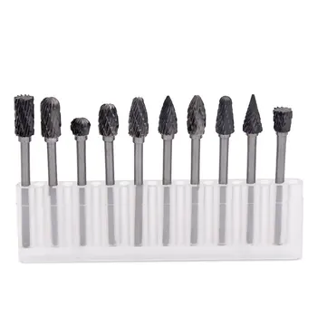 

10pc Wood Milling Rotary Tool File Cutters Tungsten Carbide Burs Woodworking Carving Cutter For Dremel Tools Accessories