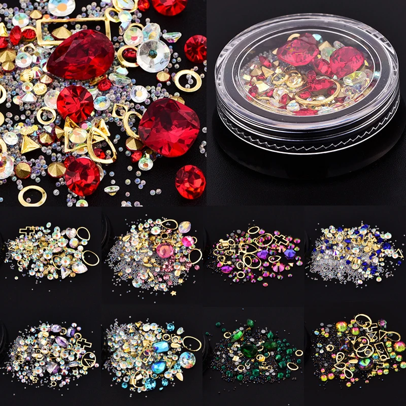 

Mixed style 3d nail art decorations rhinestones caviar beads studs frame glitter nails accessoires manicure diy tool new 2018