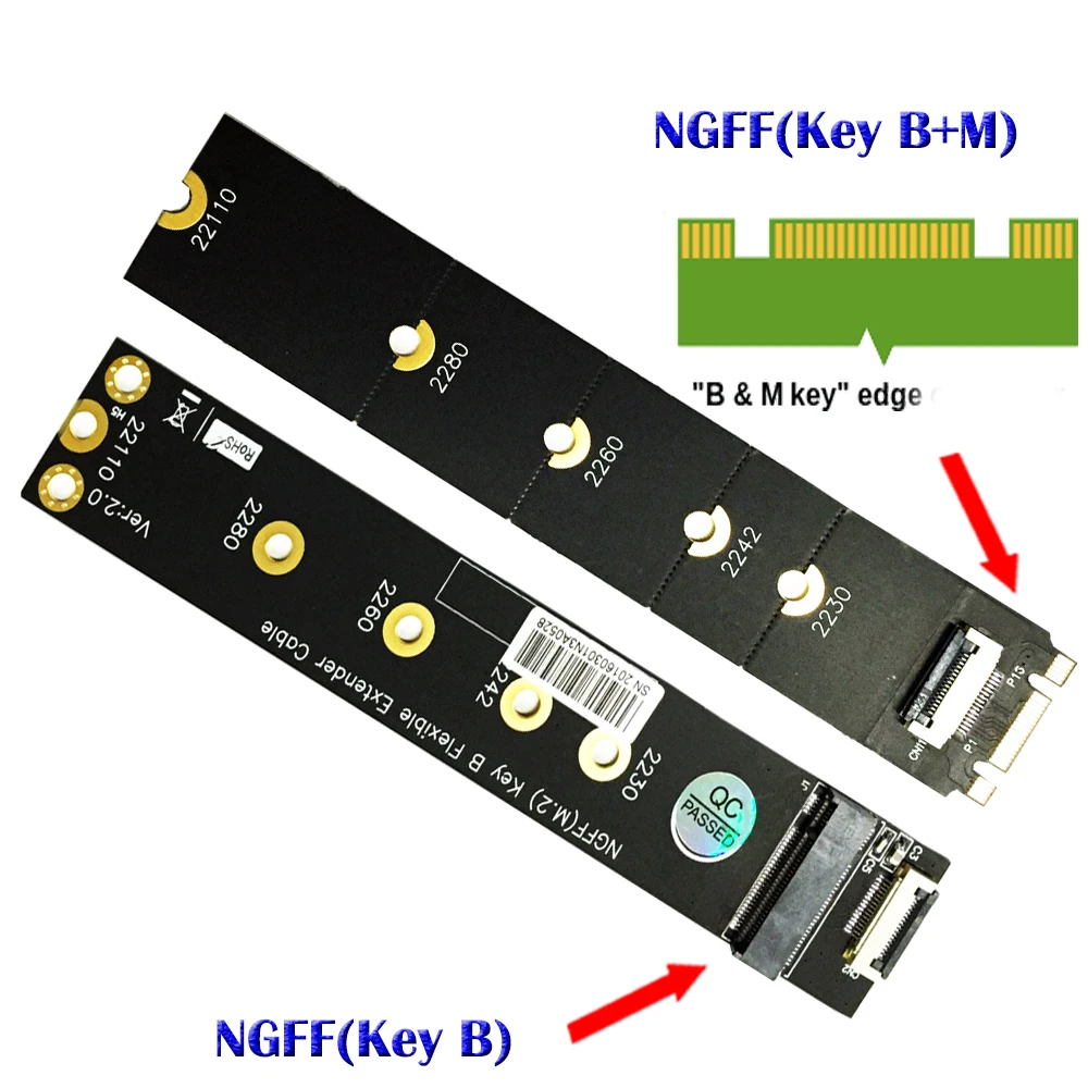 Кабель удлинитель Riser NGFF M.2 Key B SATA SSD адаптер карта PCI E кабель для 2230 2242 2260 2280
