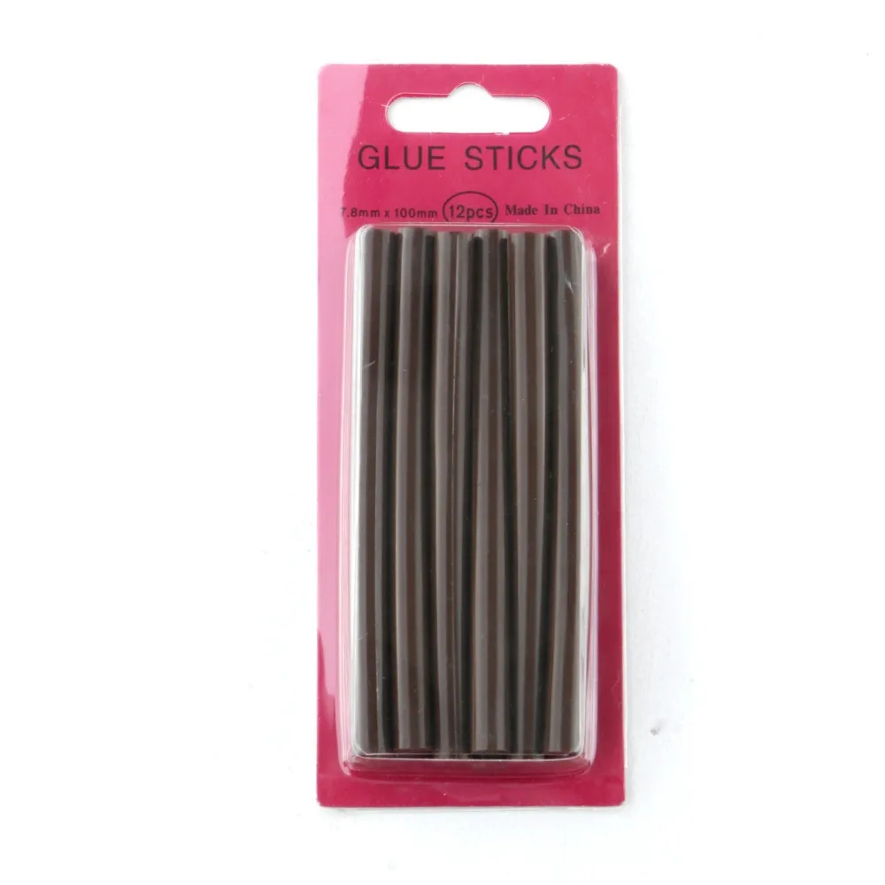 Neitsi 12pc/pack 7.8mm * 100mm Hotmelt Keratin Glue Sticks High Quality Melting Hot Gun Glue Stick Brown Color ping