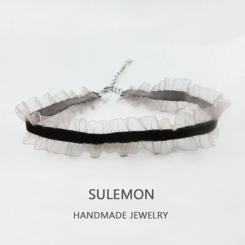 Готическое эластичное кружевное колье-чокер для женщин с широким воротником Harajuku коричневый розовый Бархатный чокер Mujer винтажные вечерние Ювелирные изделия Подарки