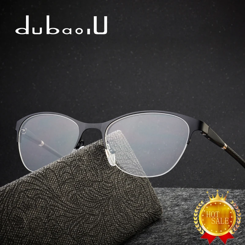

Alloy Eyeglasses Frame Women Brand Designer Half Rim Prescription Optical Myopia Computer Transparent Eyewear Frames #HQ08-45
