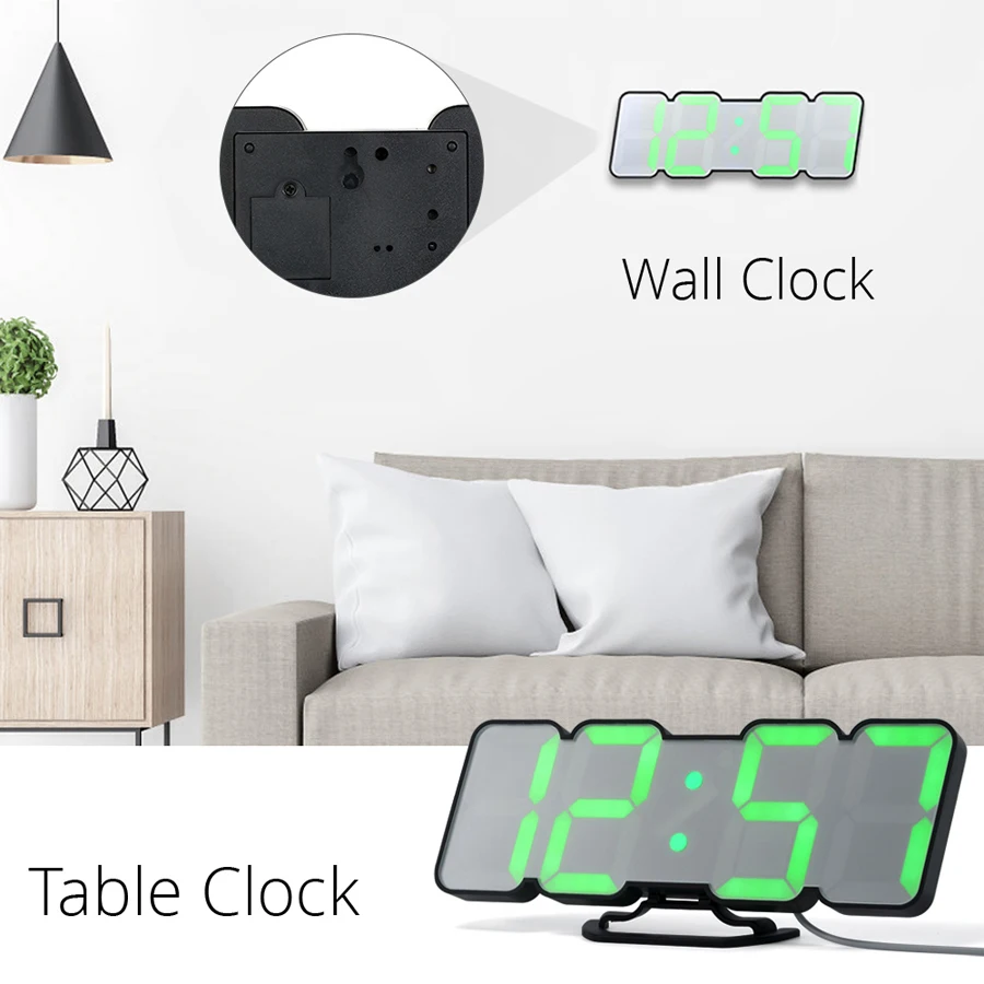 Remote Control Digital Wall Clock 115 Colors LED Table Clock Sound Control Desk Alarm Show Time Temperature Date Humidity