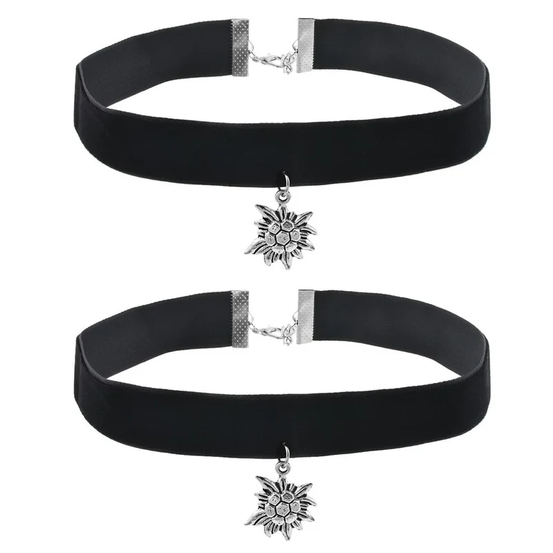 

2Pcs/Set Fashion Simple Black Velvet Necklace Chocker Necklace Women Korean Choker Pendant Necklaces Women's Jewelry