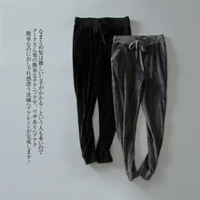 Бархатные штаны-шаровары чистого цвета, Свободные флисовые штаны с высокой талией для отдыха, брюки для пары мужчин и женщин