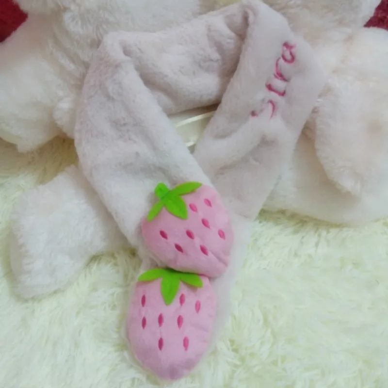 Милый зимний шарф в японском стиле Harajuku Kawaii мягкий меховой воротник Клубника с