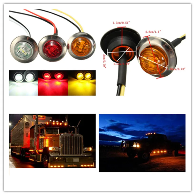 

Excellent DC12V White Red Amber  LED Side Marker Lamp Turn Signal Indicator Truck Trailer Light Waterproof