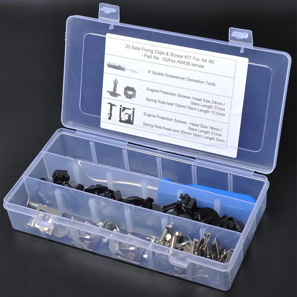 

LumiParty 1 Set Engine Cover Fixing Fitting Clips & Screws Kit for AUDI A4 A6 A8 With a car door buckle from the nail r30