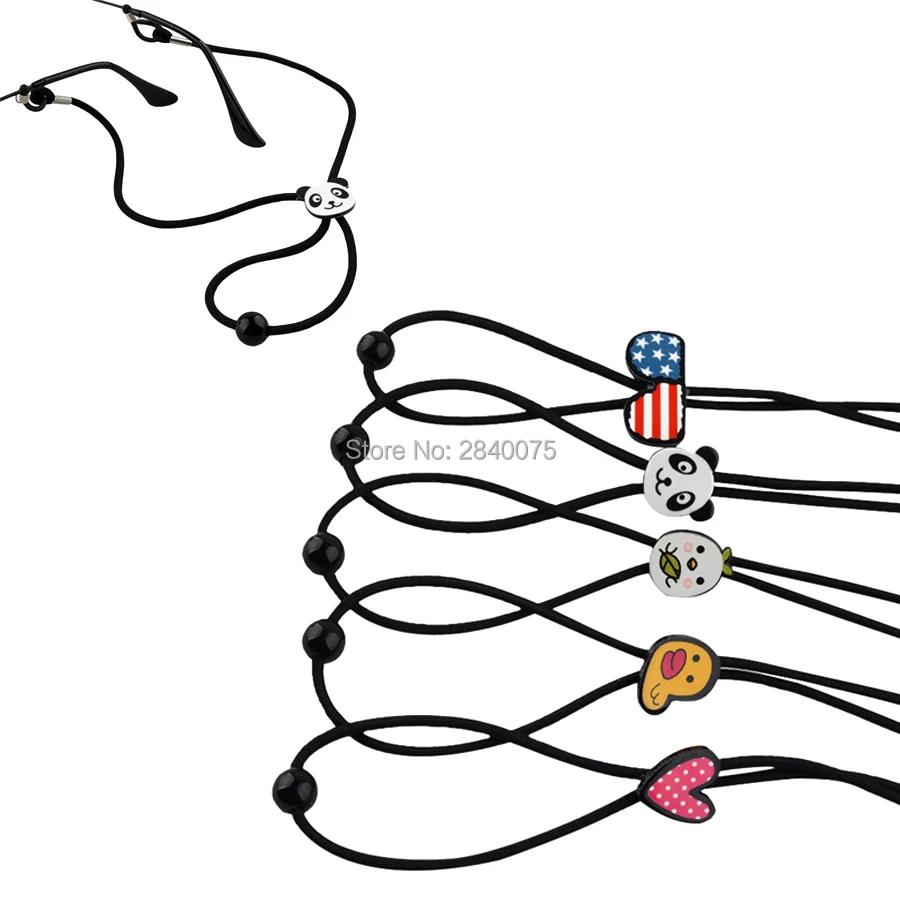 

Retail black Elastic Kids Nylon Sun Glasses cord AntiSlip child Eyeglasses Strap Neck Cord with cute adjustable button