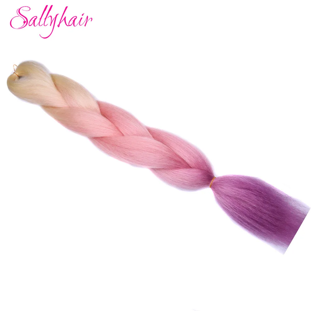 Jumbo косы ombre плетение волос 2 3 тон чёрный; коричневый розовый цвет sallyhair 24 дюйма высокой Температура Волокно Синтетические волосы расширение - Цвет: #118