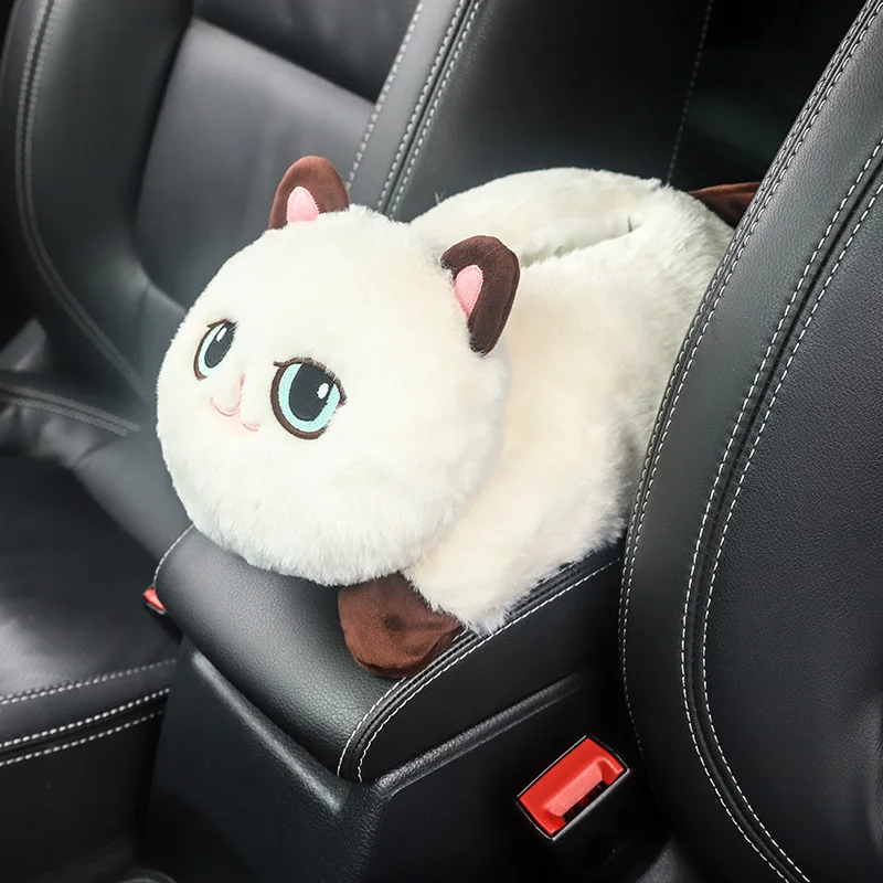 

New Funny Cartoon Block Washable Car Hanging Seat Back Type Car Armrest Tissue Box Cute Cat Interior Auto Accessories For Women