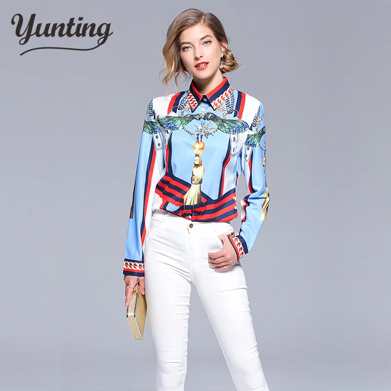 

2018 summer women vintage print shirt fashion chiffon long sleeve blouse retro casual tops plus size blusas