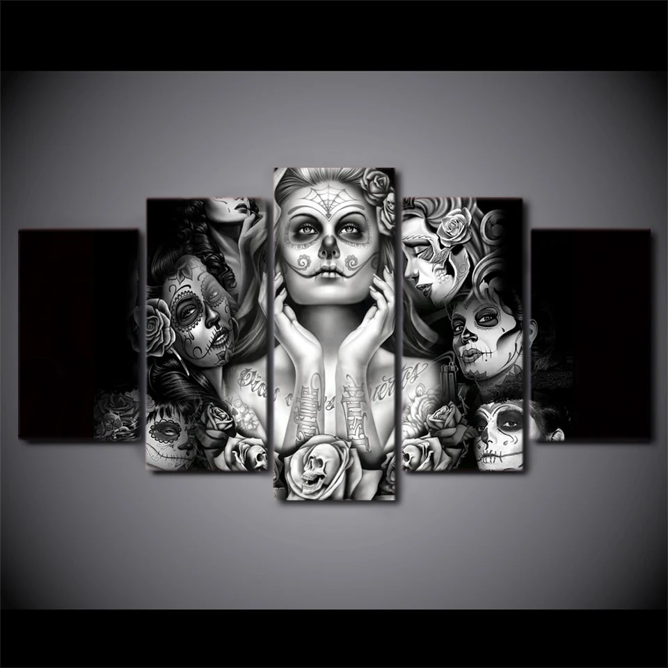 

5D DIY diamond painting5 pcs skull canvas wall art dark souls square diamond embroidery decorative painting art